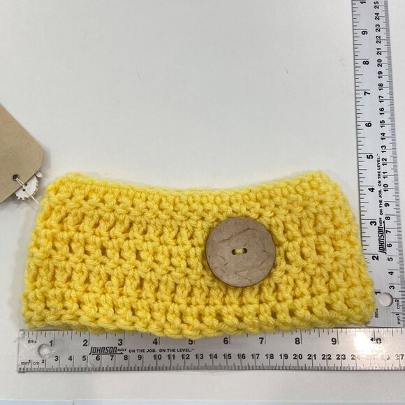 Yellow Handcrafted Knit Headband/Collar With Button Accent New With Tags - Picture 5 of 7